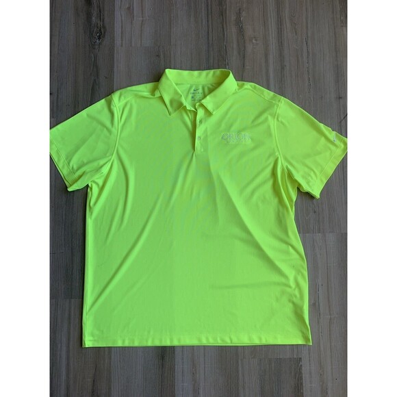 Nike Golf Dri-Fit Tour Performance Mens Size XXL Neon Yellow S/S Polo Shirt EUC - Picture 1 of 7